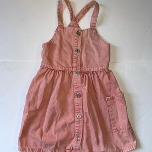 ZARA Girls denim pink button up dress